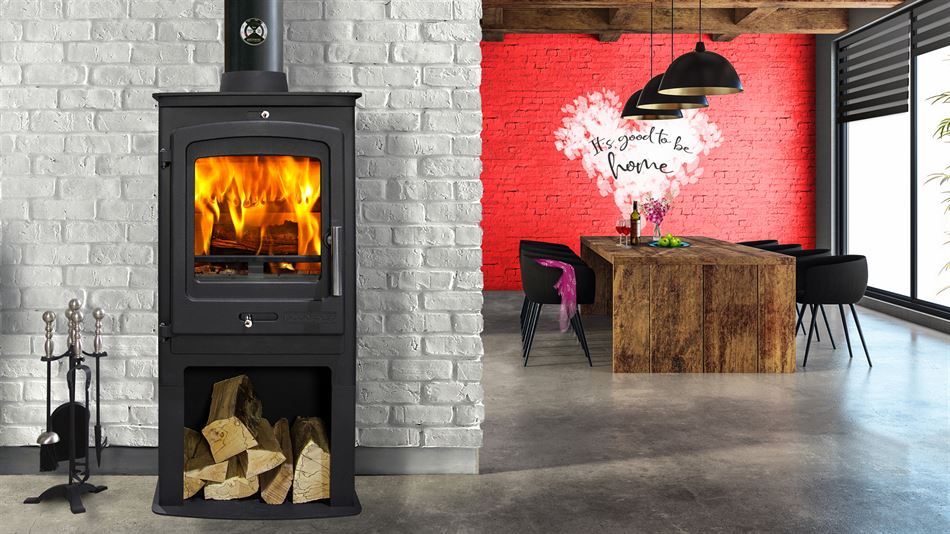 P1 Contemporary Multifuel Stove & Log Store