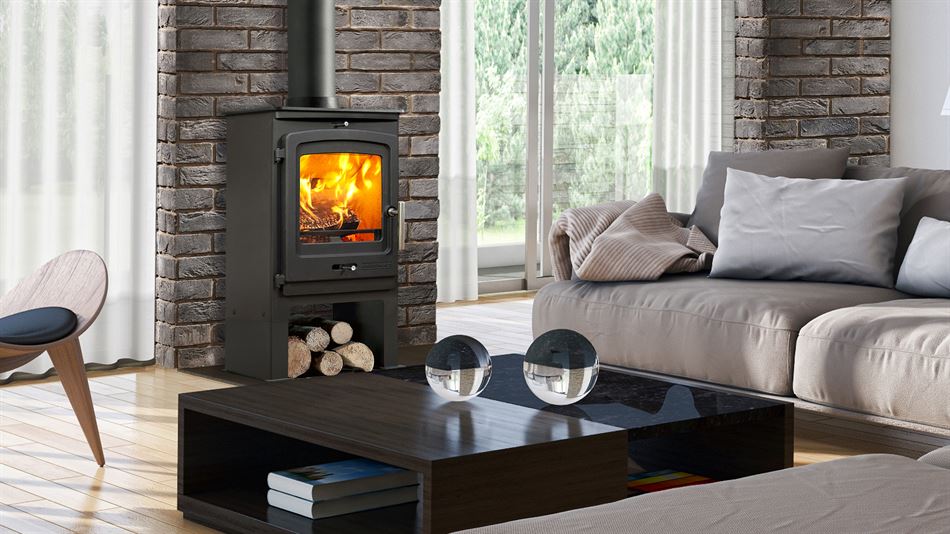 P1 Contemporary Multifuel Stove Low Legs