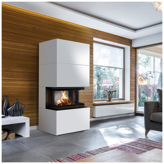 Modular fireplace NBC/EASY BOX 7 kW Ø 160 steel casing Bianco