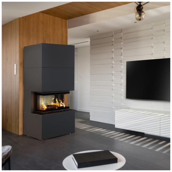 Modular fireplace NBC/EASY BOX 7 kW Ø 160 steel casing Black