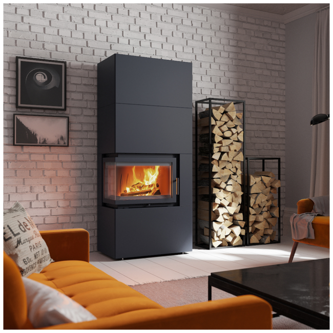 Modular fireplace Box 8 kW Ø 200 Black