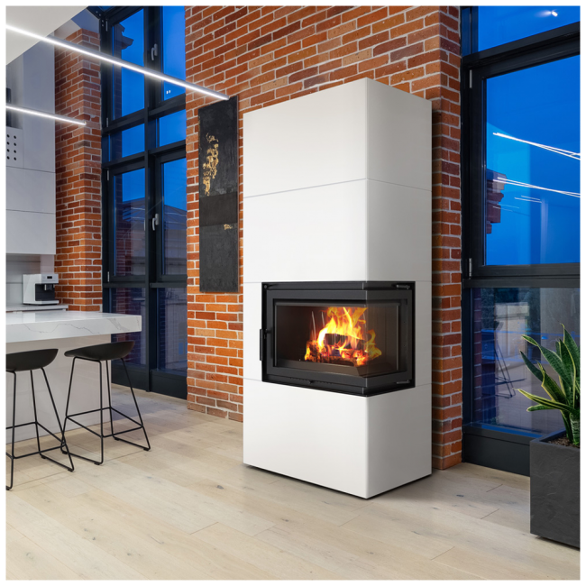 Modular fireplace Box 8 kW Ø 200 Bianco