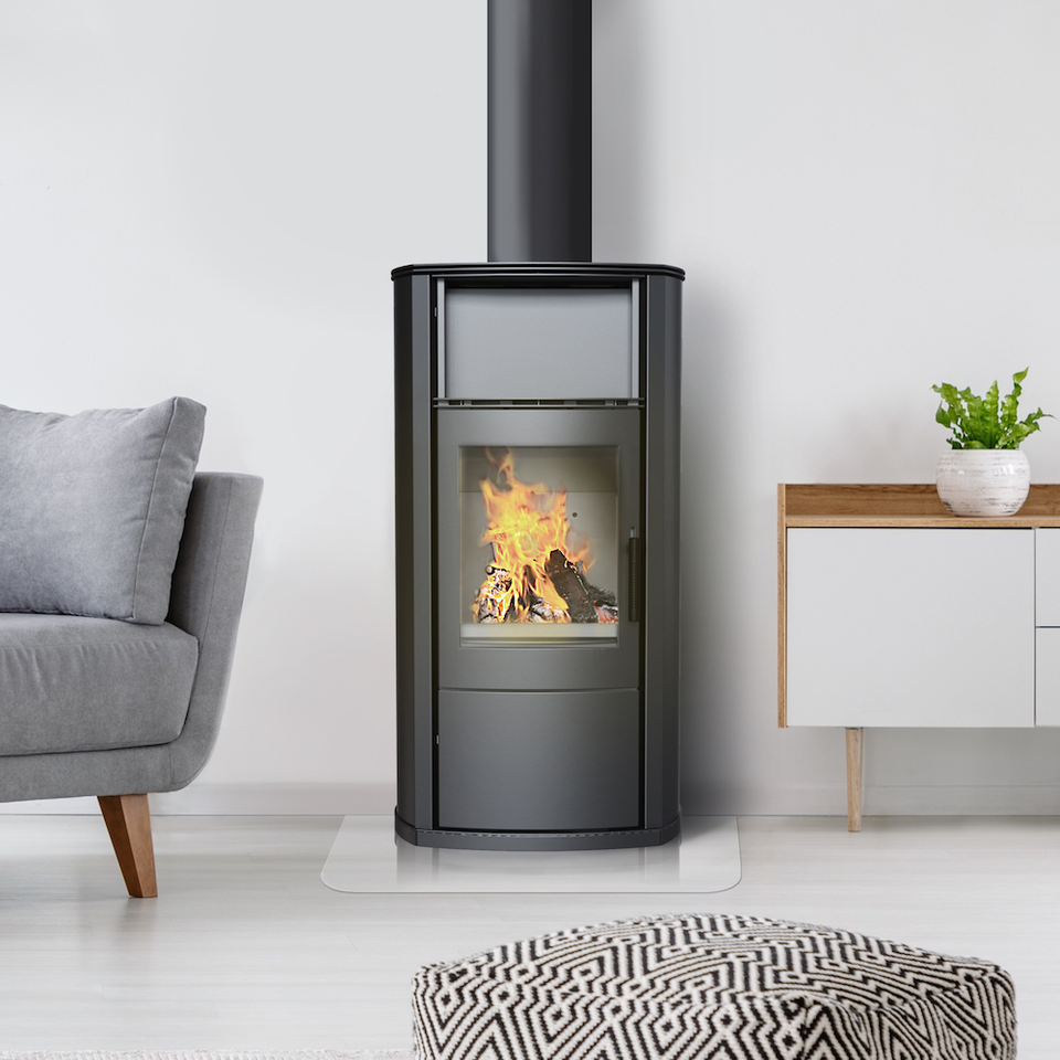 Stove epsilon Contemporary Wood burning Stove Wood Burner Log Burner 8 kW A+