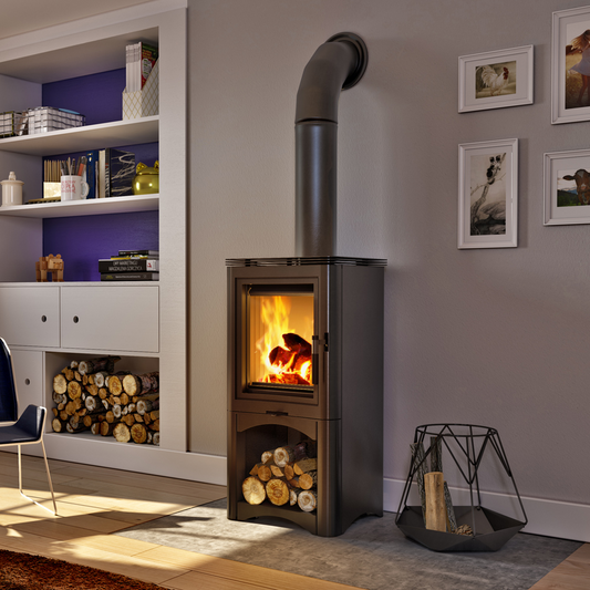 Free standing STOVE K5 S Contemporary Stove Wood Burner plus Log Burner storage