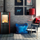 Freestanding STOVE AB S/DR red tile Fireplace with glass Wood burner Stove 8kW